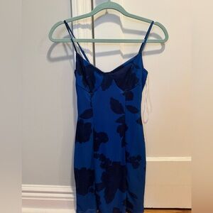 Blue Floral Spaghetti Strap Dress